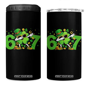 Funny Six Seven 67 St Patricks Day Dabbing Shamrock 4 in 1 Can Cooler Tumbler TS11 One Size: 16 oz Black Print Your Wear