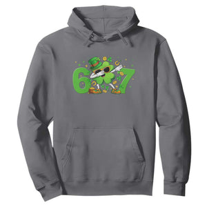 Funny Six Seven 67 St Patricks Day Dabbing Shamrock Hoodie TS11 Charcoal Print Your Wear