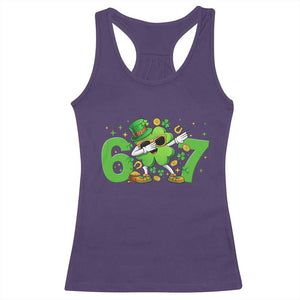 Funny Six Seven 67 St Patricks Day Dabbing Shamrock Racerback Tank Top TS11 Purple Print Your Wear