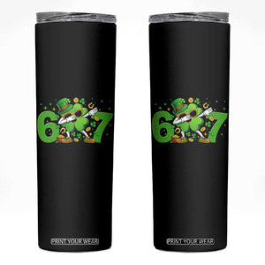 Funny Six Seven 67 St Patricks Day Dabbing Shamrock Skinny Tumbler TS11 Black Print Your Wear
