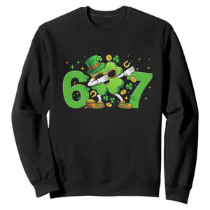 Funny Six Seven 67 St Patricks Day Dabbing Shamrock Sweatshirt TS11 Black Print Your Wear