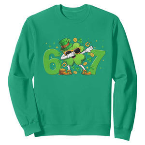Funny Six Seven 67 St Patricks Day Dabbing Shamrock Sweatshirt TS11 Irish Green Print Your Wear