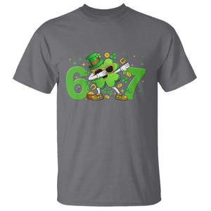 Funny Six Seven 67 St Patricks Day Dabbing Shamrock T Shirt TS11 Charcoal Print Your Wear