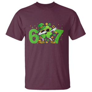 Funny Six Seven 67 St Patricks Day Dabbing Shamrock T Shirt TS11 Maroon Print Your Wear