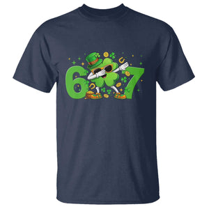 Funny Six Seven 67 St Patricks Day Dabbing Shamrock T Shirt TS11 Navy Print Your Wear
