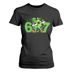 Funny Six Seven 67 St Patricks Day Dabbing Shamrock T Shirt For Women TS11 Black Print Your Wear