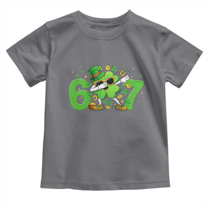 Funny Six Seven 67 St Patricks Day Dabbing Shamrock Toddler T Shirt TS11 Charcoal Print Your Wear