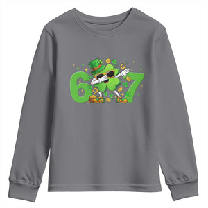 Funny Six Seven 67 St Patricks Day Dabbing Shamrock Youth Sweatshirt TS11 Charcoal Print Your Wear