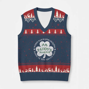 Funny Paddys Irish Pub V-Neck Knit Sweater Vest Worst Bar In Philadelphia St Patricks Day Beer Drinking TS11 Navy Red Print Your Wear