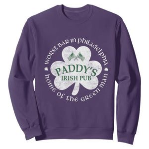 Funny Paddys Irish Pub Sweatshirt Worst Bar In Philadelphia St Patricks Day Beer Drinking TS11 Purple Print Your Wear