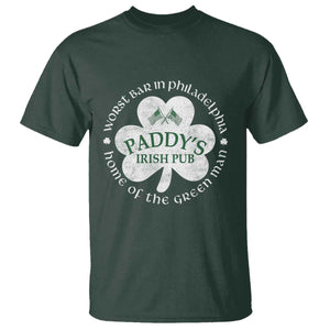 Funny Paddys Irish Pub T Shirt Worst Bar In Philadelphia St Patricks Day Beer Drinking TS11 Dark Forest Green Print Your Wear