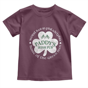 Funny Paddys Irish Pub Toddler T Shirt Worst Bar In Philadelphia St Patricks Day Beer Drinking TS11 Maroon Print Your Wear