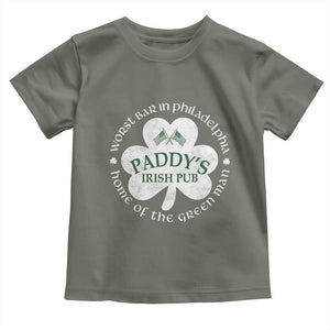 Funny Paddys Irish Pub Toddler T Shirt Worst Bar In Philadelphia St Patricks Day Beer Drinking TS11 Military Green Print Your Wear