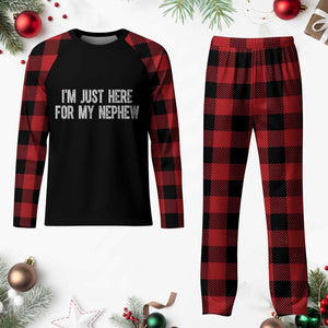 I Am Just Here For My Nephew Plaid Pajama Set Funny Aunt and Uncle TS11 Buffalo Plaid Print Your Wear