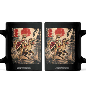 Cat Princess Riding Raptor Dinosaur Coffee Mug Japanese Vintage Graphic Ukiyoe Art TS11 Black Print Your Wear
