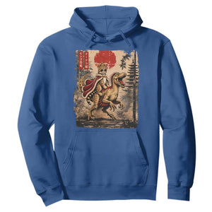 Cat Princess Riding Raptor Dinosaur Hoodie Japanese Vintage Graphic Ukiyoe Art TS11 Royal Blue Print Your Wear