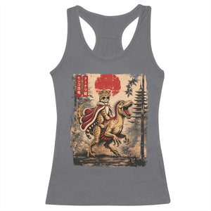 Cat Princess Riding Raptor Dinosaur Racerback Tank Top Japanese Vintage Graphic Ukiyoe Art TS11 Charcoal Print Your Wear