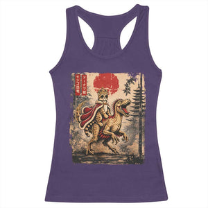 Cat Princess Riding Raptor Dinosaur Racerback Tank Top Japanese Vintage Graphic Ukiyoe Art TS11 Purple Print Your Wear