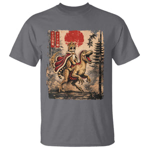 Cat Princess Riding Raptor Dinosaur T Shirt Japanese Vintage Graphic Ukiyoe Art TS11 Charcoal Print Your Wear