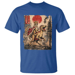 Cat Princess Riding Raptor Dinosaur T Shirt Japanese Vintage Graphic Ukiyoe Art TS11 Royal Blue Print Your Wear