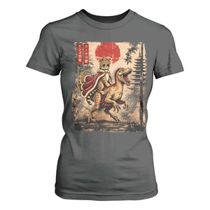 Cat Princess Riding Raptor Dinosaur T Shirt For Women Japanese Vintage Graphic Ukiyoe Art TS11 Dark Heather Print Your Wear