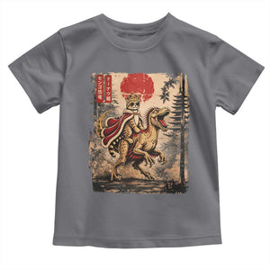 Cat Princess Riding Raptor Dinosaur Toddler T Shirt Japanese Vintage Graphic Ukiyoe Art TS11 Charcoal Print Your Wear