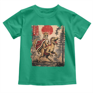 Cat Princess Riding Raptor Dinosaur Toddler T Shirt Japanese Vintage Graphic Ukiyoe Art TS11 Irish Green Print Your Wear