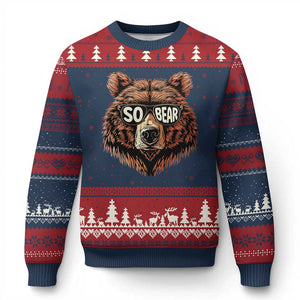 Sobriety Anniversary Sober Bear AA NA Recovery Ugly Christmas Sweater TS11 Navy Red Print Your Wear