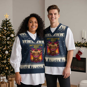 Dont Gaslight Me Jesus V-Neck Knit Sweater Vest Princess Cat Princess Meme Faith Humor TS11 Navy Beige Print Your Wear