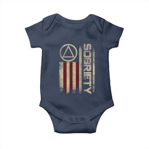 Sober AA NA Sobriety Anniversary Baby Onesie Alcoholism Addiction Recovery Vintage American Flag TS11 Navy Print Your Wear