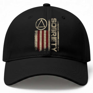 Sober AA NA Sobriety Anniversary Baseball Cap Alcoholism Addiction Recovery Vintage American Flag TS11 Print Your Wear