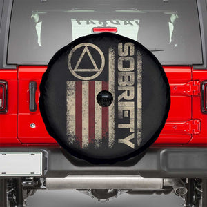 Sober AA NA Sobriety Anniversary Spare Tire Cover Alcoholism Addiction Recovery Vintage American Flag TS11 Black Print Your Wear