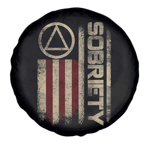 Sober AA NA Sobriety Anniversary Spare Tire Cover Alcoholism Addiction Recovery Vintage American Flag TS11 Print Your Wear
