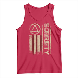 Sober AA NA Sobriety Anniversary Tank Top Alcoholism Addiction Recovery Vintage American Flag TS11 Red Print Your Wear