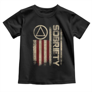 Sober AA NA Sobriety Anniversary Toddler T Shirt Alcoholism Addiction Recovery Vintage American Flag TS11 Black Print Your Wear