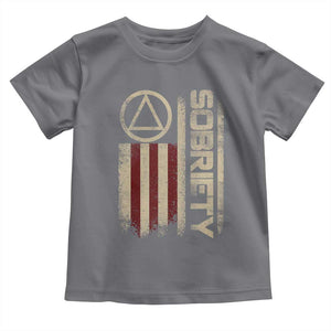 Sober AA NA Sobriety Anniversary Toddler T Shirt Alcoholism Addiction Recovery Vintage American Flag TS11 Charcoal Print Your Wear