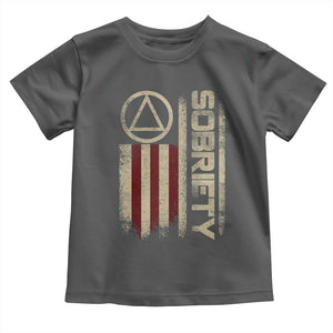 Sober AA NA Sobriety Anniversary Toddler T Shirt Alcoholism Addiction Recovery Vintage American Flag TS11 Dark Heather Print Your Wear