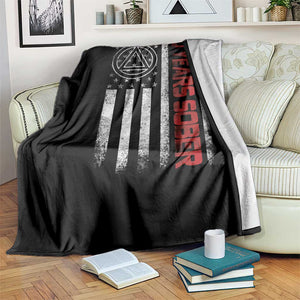 10 Years Sober Throw Blanket 10 Years Sobriety Anniversary Vintage American Flag TS11 Print Your Wear