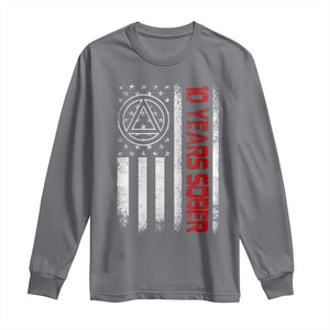 10 Years Sober Long Sleeve Shirt 10 Years Sobriety Anniversary Vintage American Flag TS11 Charcoal Print Your Wear
