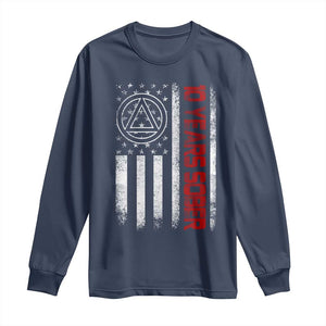 10 Years Sober Long Sleeve Shirt 10 Years Sobriety Anniversary Vintage American Flag TS11 Navy Print Your Wear