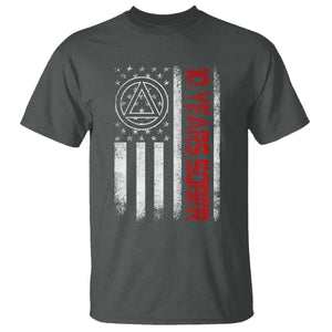 10 Years Sober T Shirt 10 Years Sobriety Anniversary Vintage American Flag TS11 Dark Heather Print Your Wear