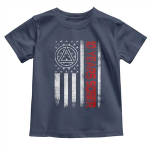 10 Years Sober Toddler T Shirt 10 Years Sobriety Anniversary Vintage American Flag TS11 Navy Print Your Wear