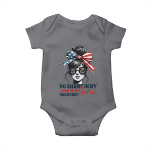No Shame In My Recovery Game Baby Onesie Sobriety AA NA Anniversary TS11 Charcoal Print Your Wear