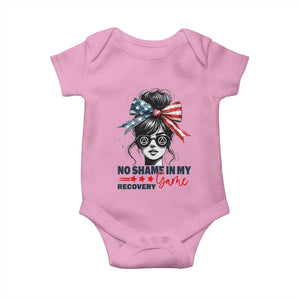 No Shame In My Recovery Game Baby Onesie Sobriety AA NA Anniversary TS11 Light Pink Print Your Wear