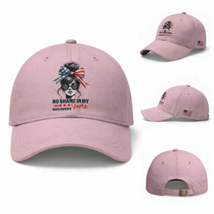 No Shame In My Recovery Game Baseball Cap Sobriety AA NA Anniversary TS11 Baseball Cap Universal Fit Light Pink Print Your Wear