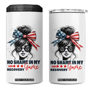 No Shame In My Recovery Game 4 in 1 Can Cooler Tumbler Sobriety AA NA Anniversary TS11 One Size: 16 oz White Print Your Wear