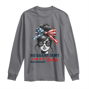 No Shame In My Recovery Game Long Sleeve Shirt Sobriety AA NA Anniversary TS11 Charcoal Print Your Wear