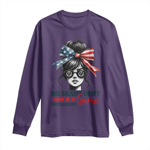 No Shame In My Recovery Game Long Sleeve Shirt Sobriety AA NA Anniversary TS11 Purple Print Your Wear