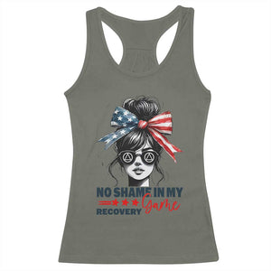 No Shame In My Recovery Game Racerback Tank Top Sobriety AA NA Anniversary TS11 Military Green Print Your Wear