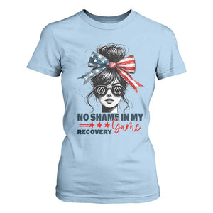 No Shame In My Recovery Game T Shirt For Women Sobriety AA NA Anniversary TS11 Light Blue Print Your Wear